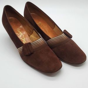 John Wanamaker brown suede pumps, 8.5